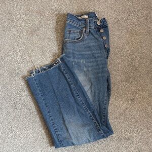 Universal Thread Medium Blue Straight-Leg Jeans with Button Fly